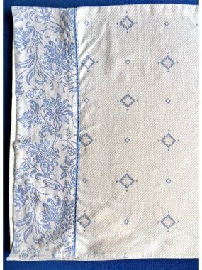 Sheridan Home KING Size Pillowcase Blue Cream Jacquard 100% Cotton Bedding NICE